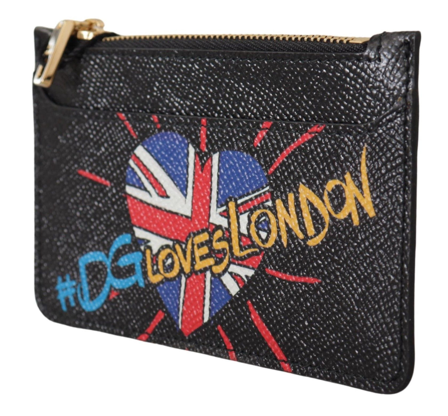 Dolce & Gabbana Black Leather #DGLovesLondon Women Cardholder Coin Case Wallet