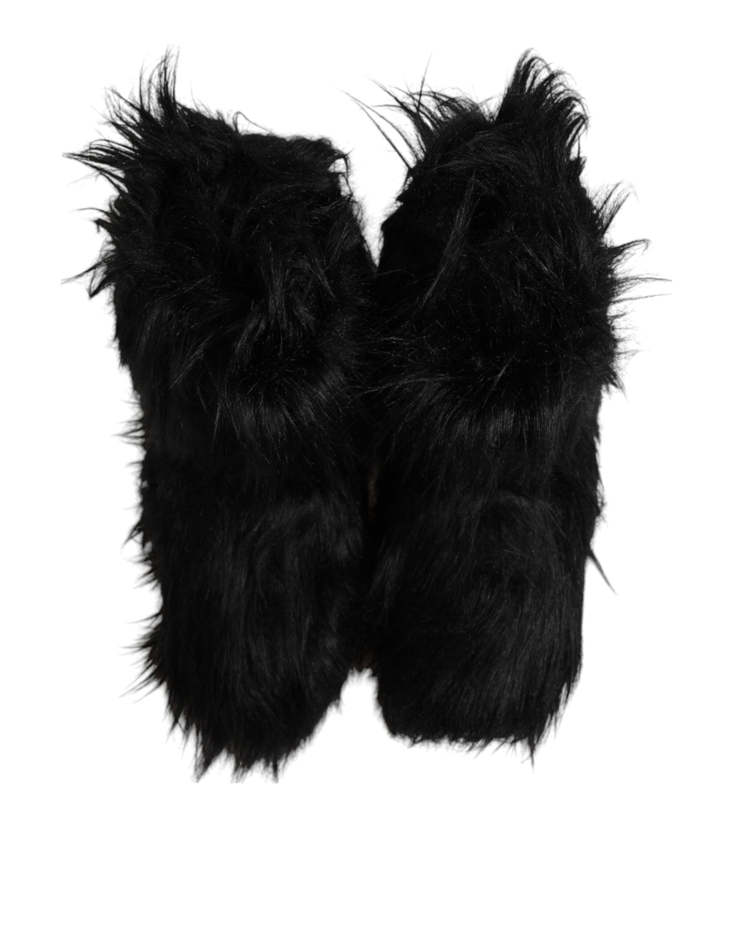 Dolce & Gabbana Black Fur Mid Calf Boots Shoes