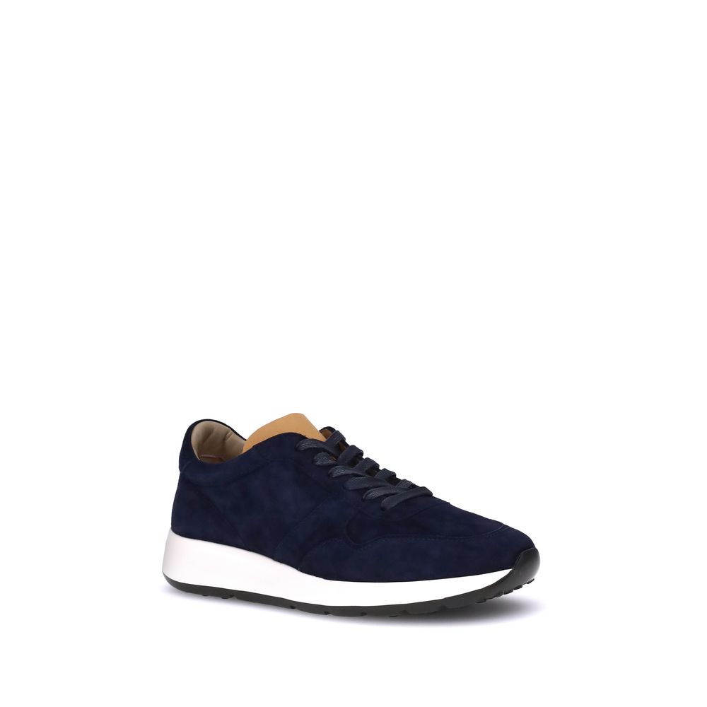 Tod's Blue Calf Leather Bos Taurus Low Top Sneakers