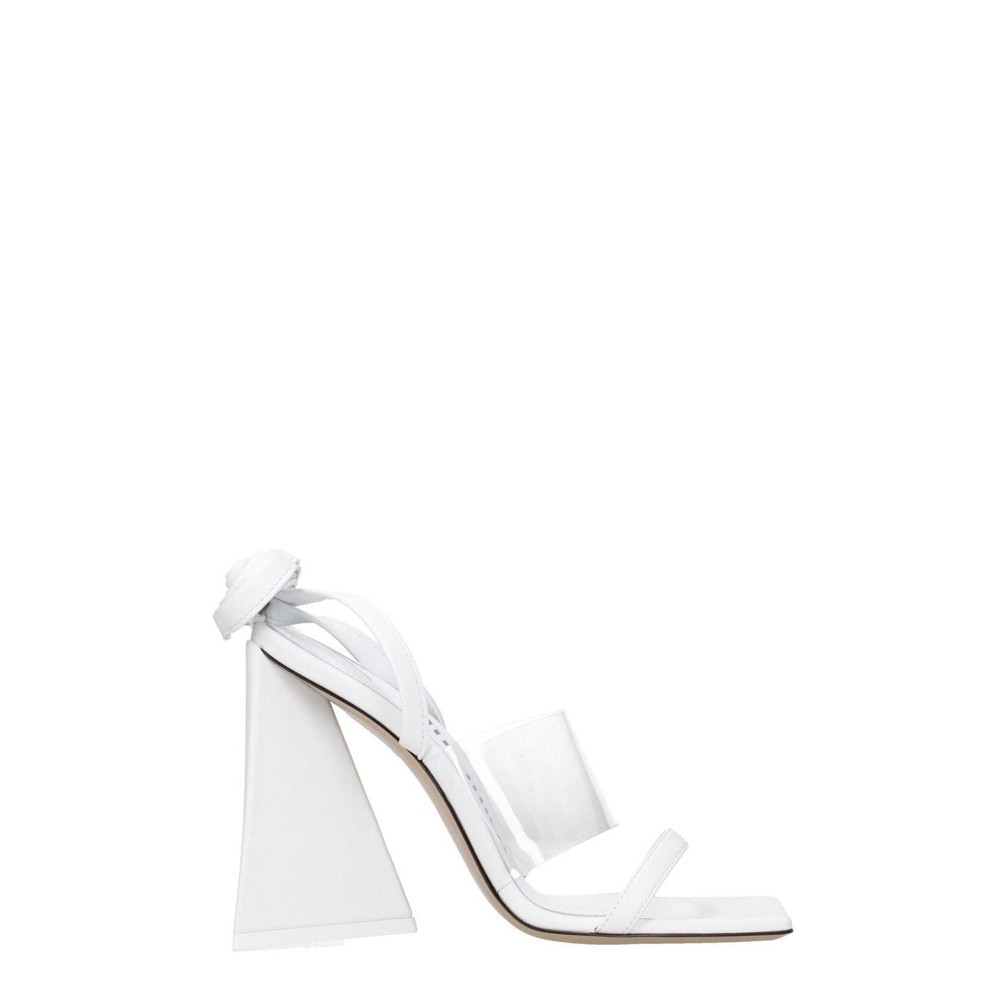 The Attico White Leather Stiletto Heel Sandals