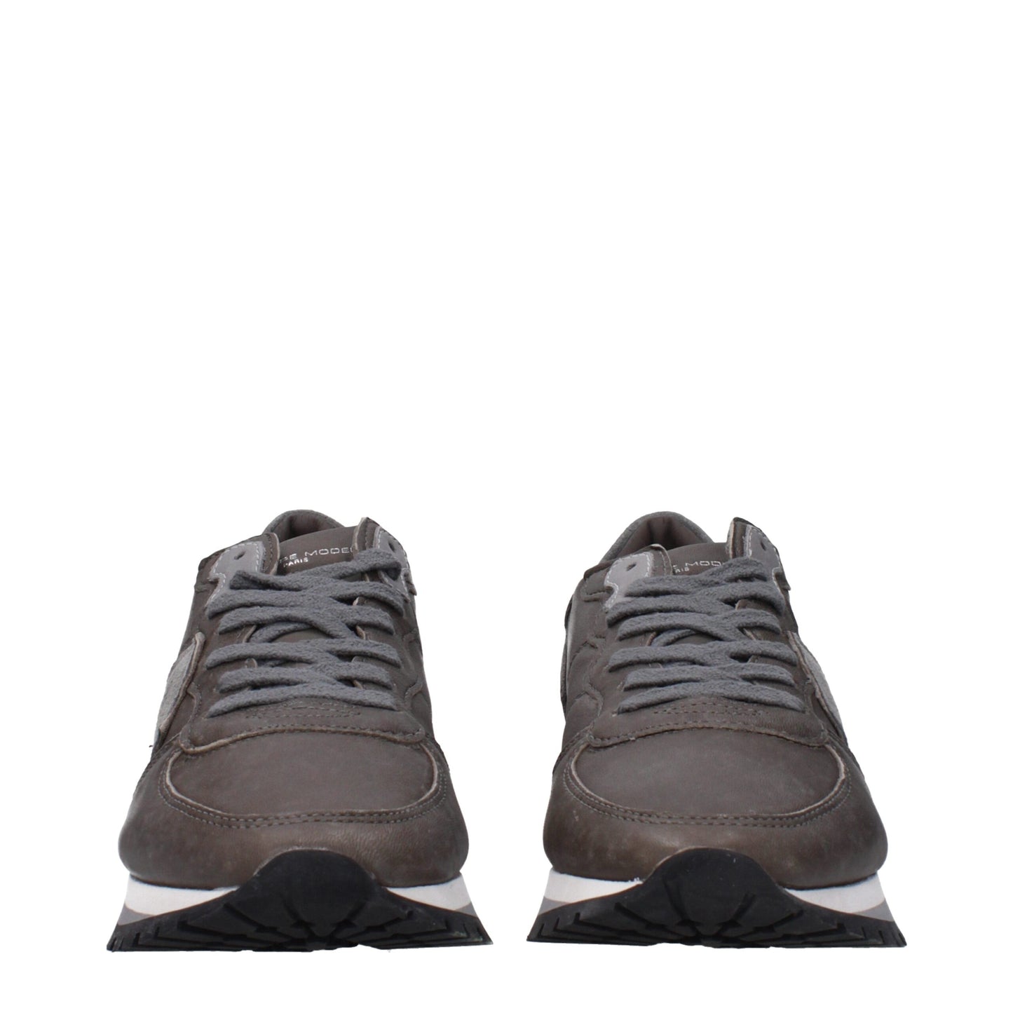 Philippe Model Gray Leather Sneakers