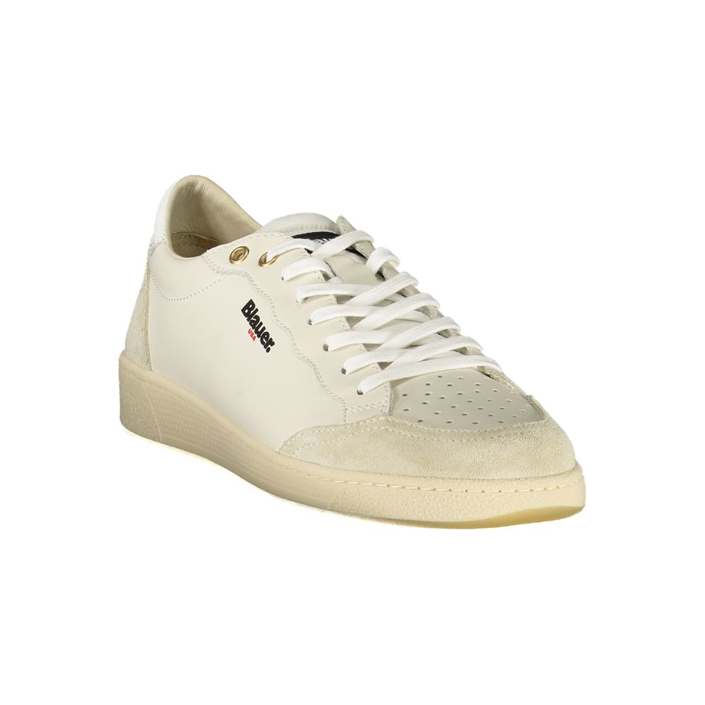 Blauer White Leather Men Sneaker