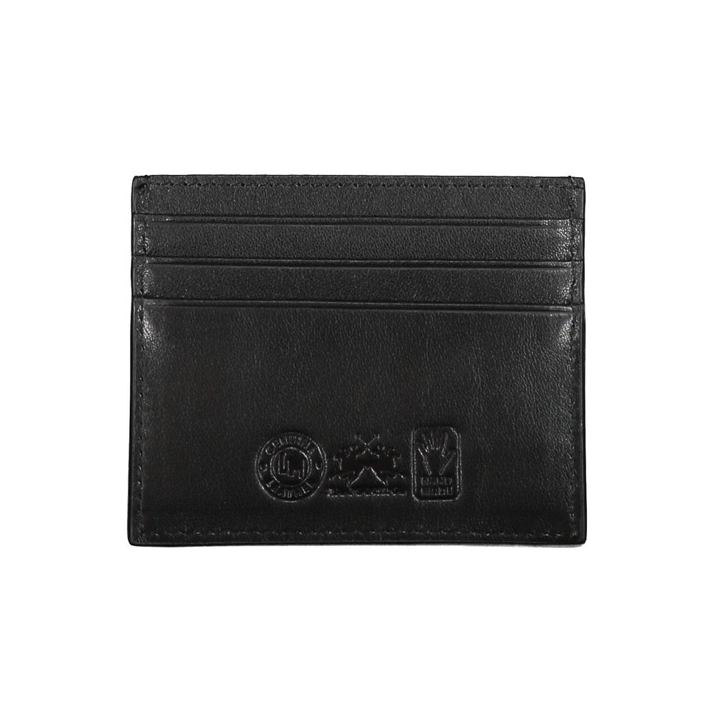 La Martina Nero Leather Men Cardholder