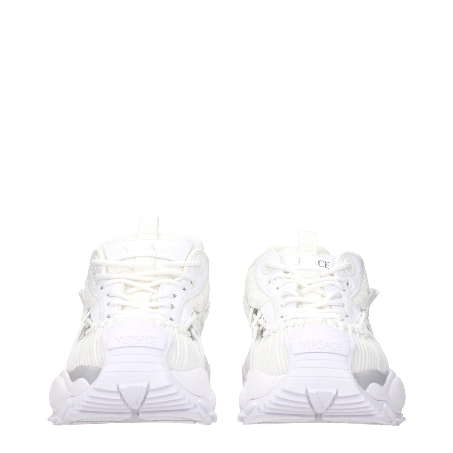 Versace White Leather Athletic Sneakers