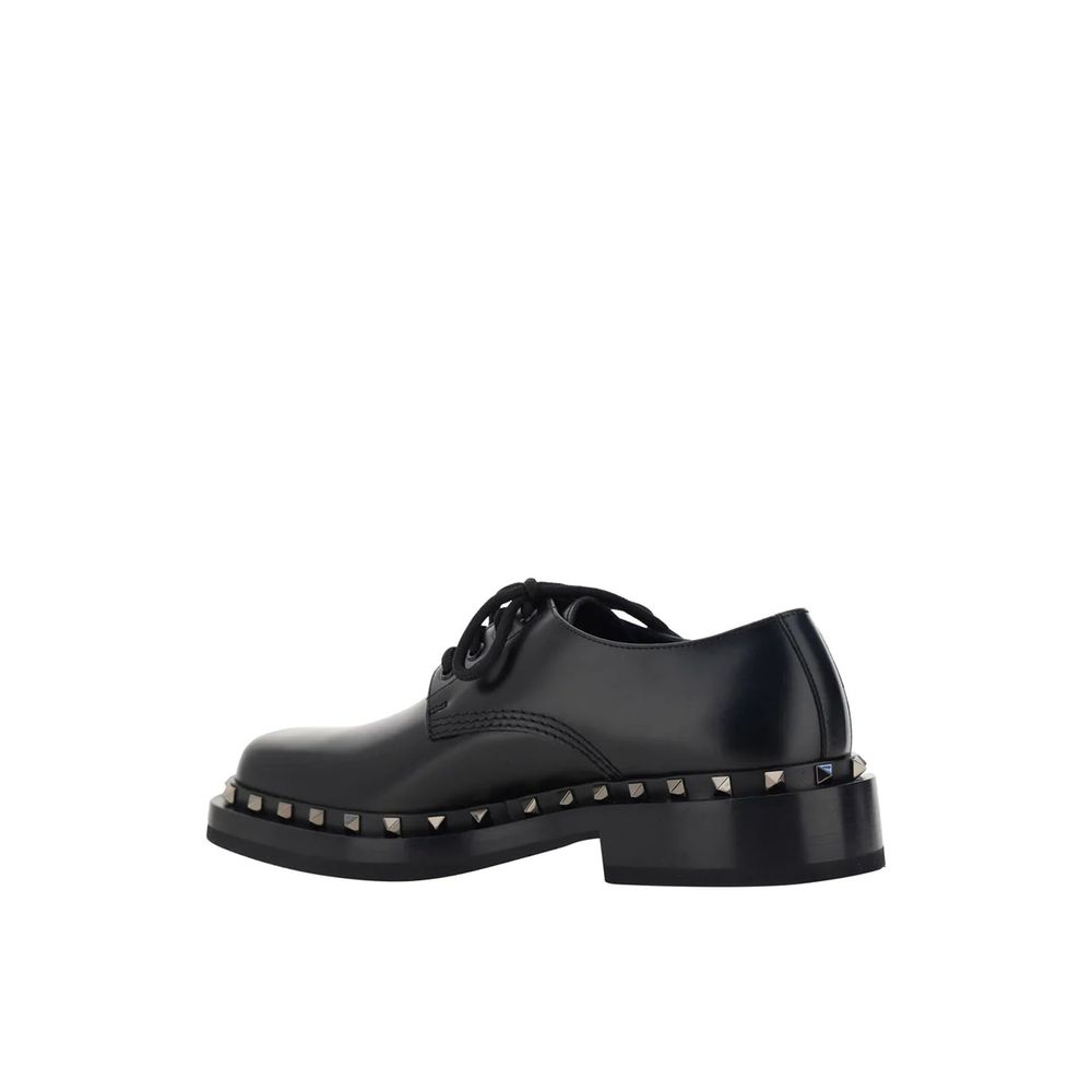 Valentino Garavani Black Calfskin Oxfords And Derbies