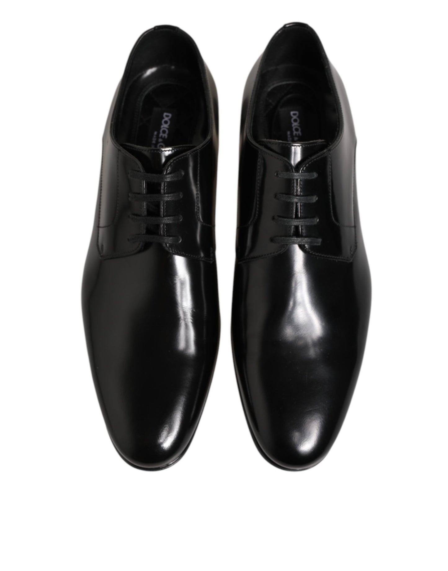 Dolce & Gabbana Black Calfskin Leather Derby Men Dress Shoes