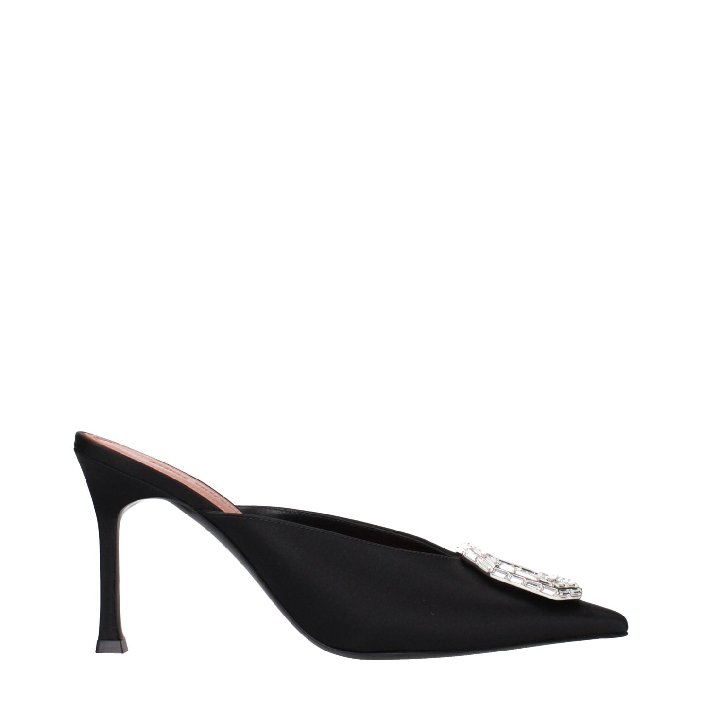 Amina Muaddi Black Satin High Heel Pumps