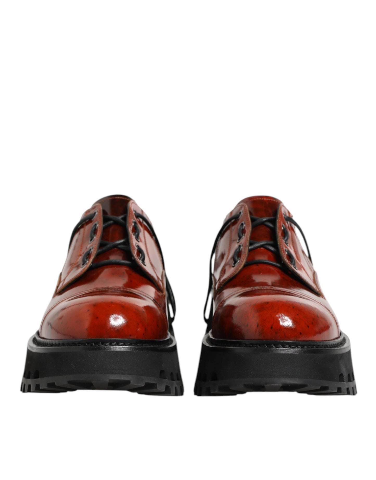 Dolce & Gabbana Brown Red Leather Lace Up Derby Dress Shoes