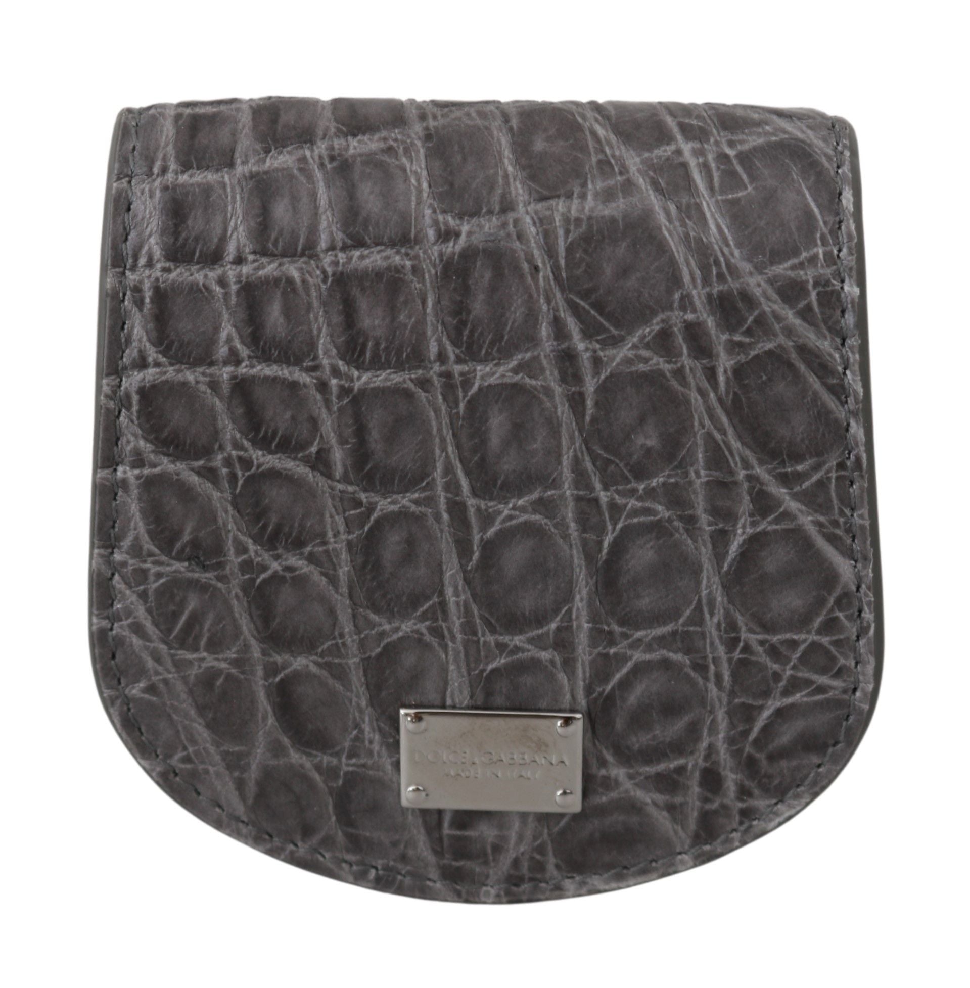 Dolce & Gabbana Gray Exotic Skin Cm Case Holder Pocket Wallet