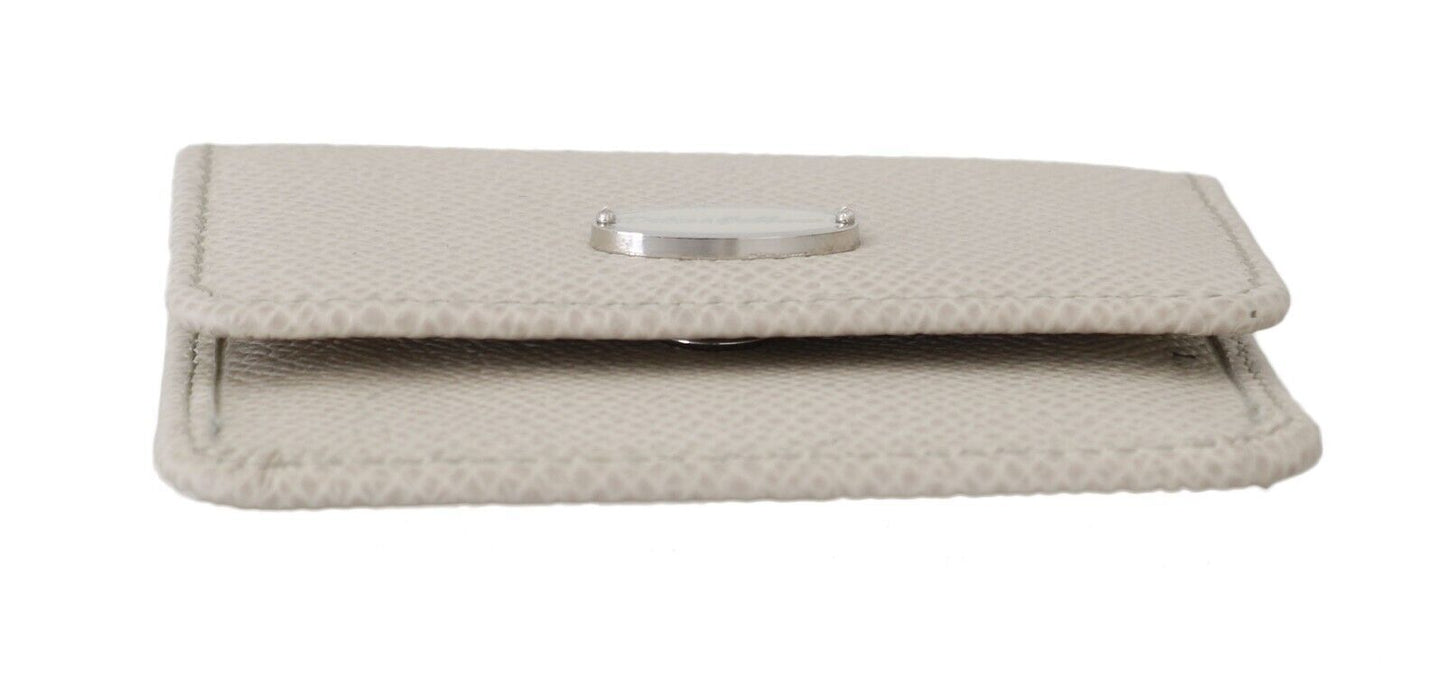 Dolce & Gabbana White Dauphine Leather Holder Pocket Wallet Cm Case