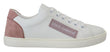 Dolce & Gabbana White Pink Leather Low Top Sneakers Shoes