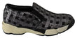 PINKO Silver Black Slip-on Sequence Design Sneakers Shoes