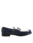 Dolce & Gabbana Black White Leather Slip On Loafers Men Dress Shoes