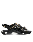Dolce & Gabbana Black Leather Studded Ankle Strap Sandals Shoes