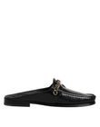 Dolce & Gabbana Black Leather DG Chain Embellished Sandals Shoes
