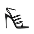 Saint Laurent Black Silk Stiletto Heel Sandals