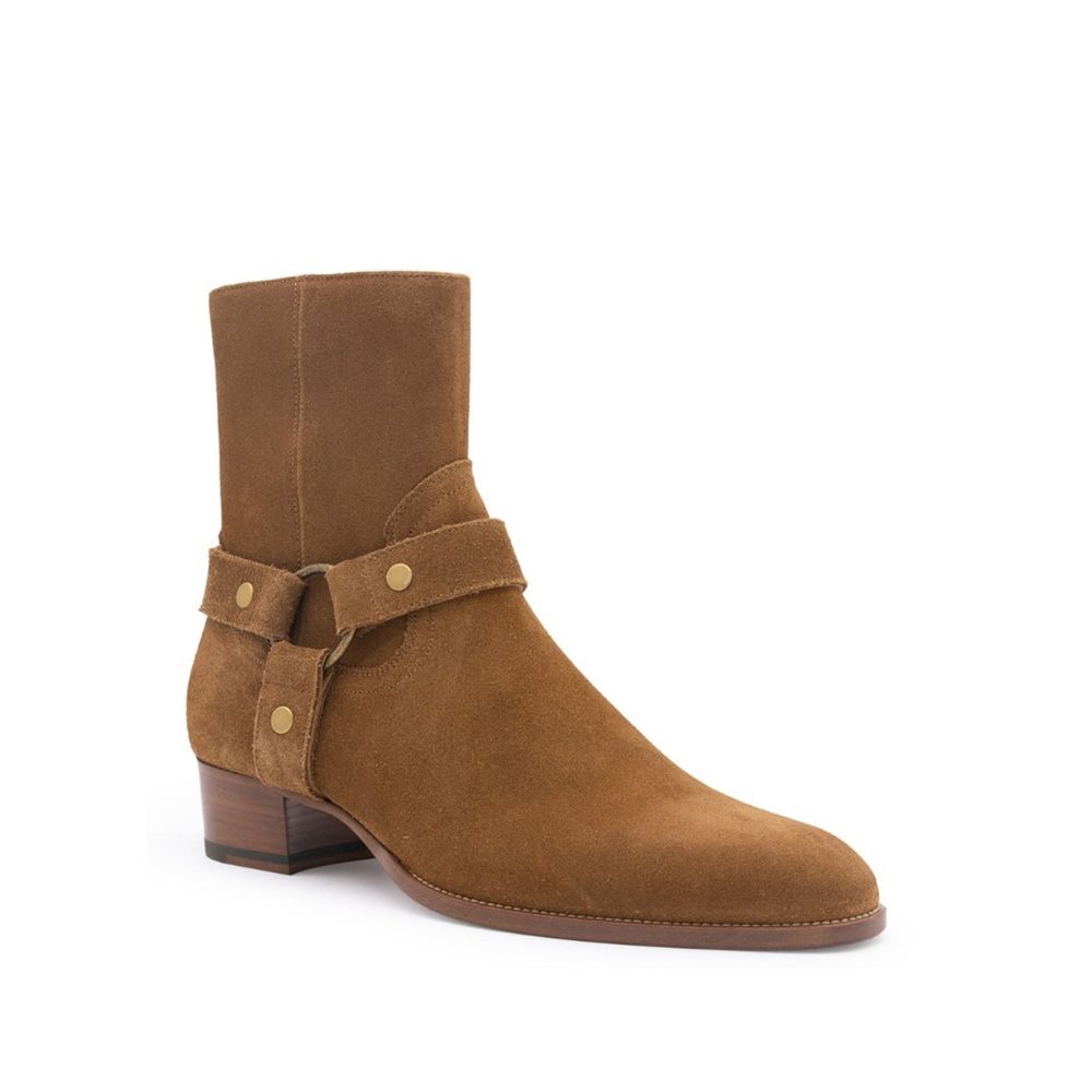 Saint Laurent Brown Calfskin Ankle Boots