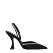 Stuart Weitzman Black Satin Stiletto Heel Sandals