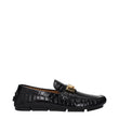 Versace Black Leather Slip-On Loafers