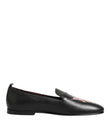 Dolce & Gabbana Black DG Angel Leather Slip On Loafers Shoes