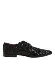Dolce & Gabbana Black Sequined Lace Up Dress Men Derby Shoes