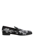 Dolce & Gabbana Black Silver Sequined Loafers Men Dress Shoes