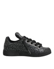Dolce & Gabbana Black Cotton Denim Logo Low Top Sneakers  Shoes