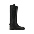 Burberry Black Calf Leather Bos Taurus Flat Boots