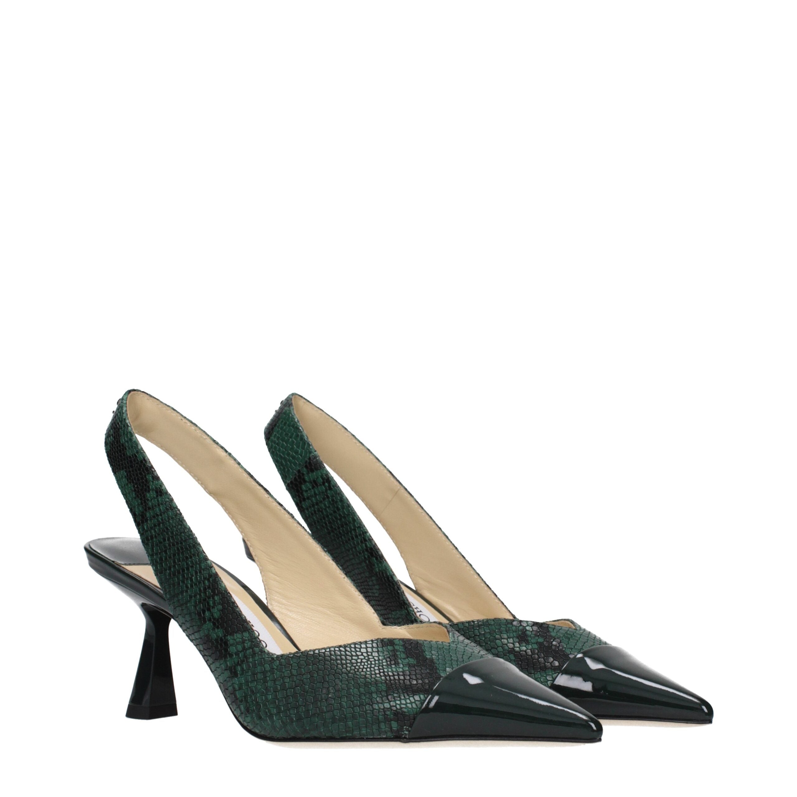 Jimmy Choo Green Leather High Heel Pumps