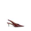 Amina Muaddi Bordeaux Calf Leather Bos Taurus Mid Heel Pumps