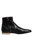 Dolce & Gabbana Black Leather Chelsea Short Ankle Boots  Shoes