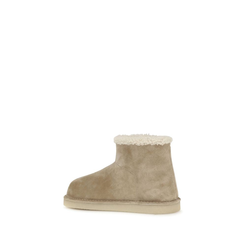 Miu Miu Beige Leather Flat Boots