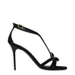 Balmain Black Leather Stiletto Heel Sandals