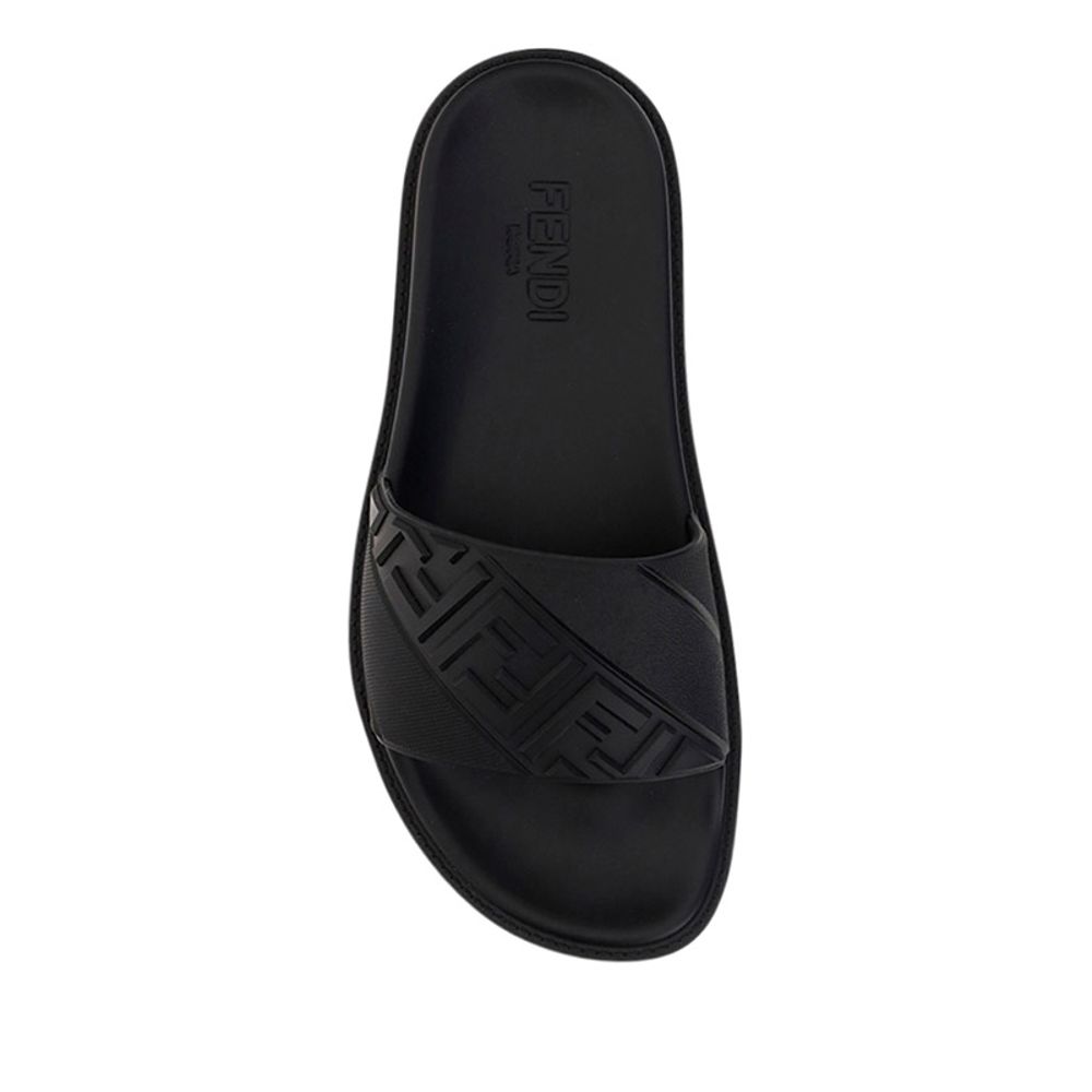 Fendi Black Rubber Flat Sandals