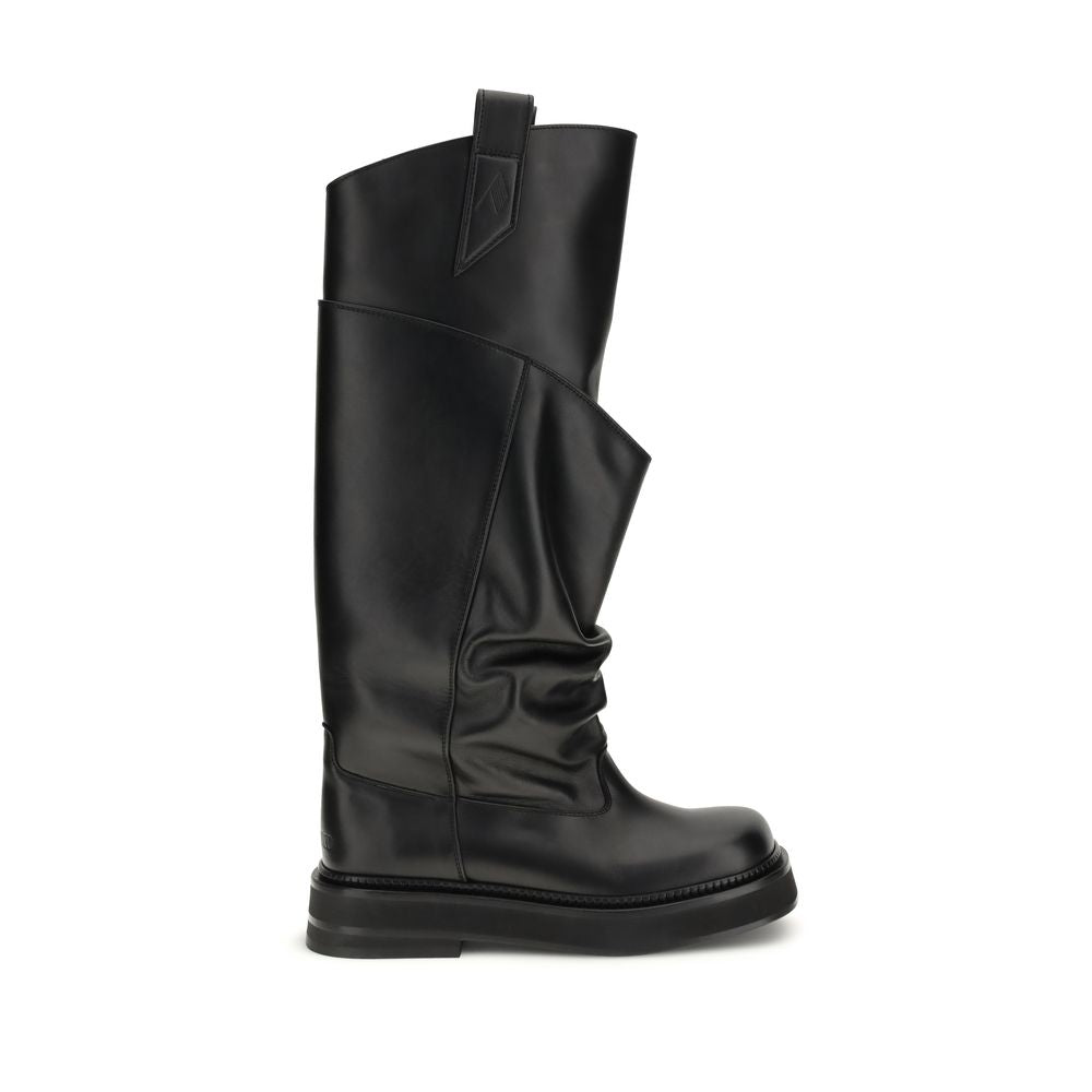 The Attico Black Calf Leather Bos Taurus Boots