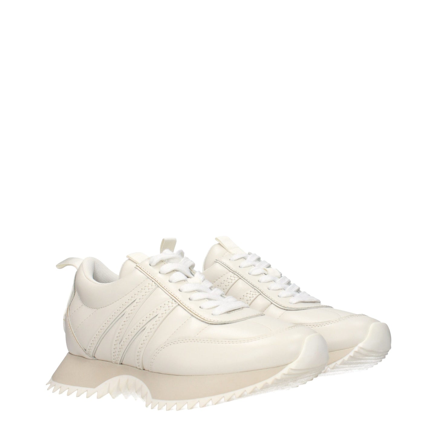 Moncler Beige Leather Low Top Sneakers