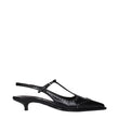 Miu Miu Black Leather Mid Heel Pumps